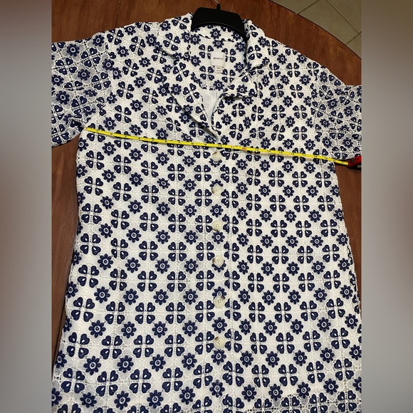 Anthropologie Maeve Short-Sleeve Geo Lace Mini Shirt Dress Size MP - Picture 8 of 12